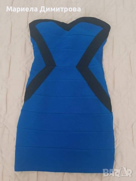 Къса синя рокля по тялото р-р С, снимка 1