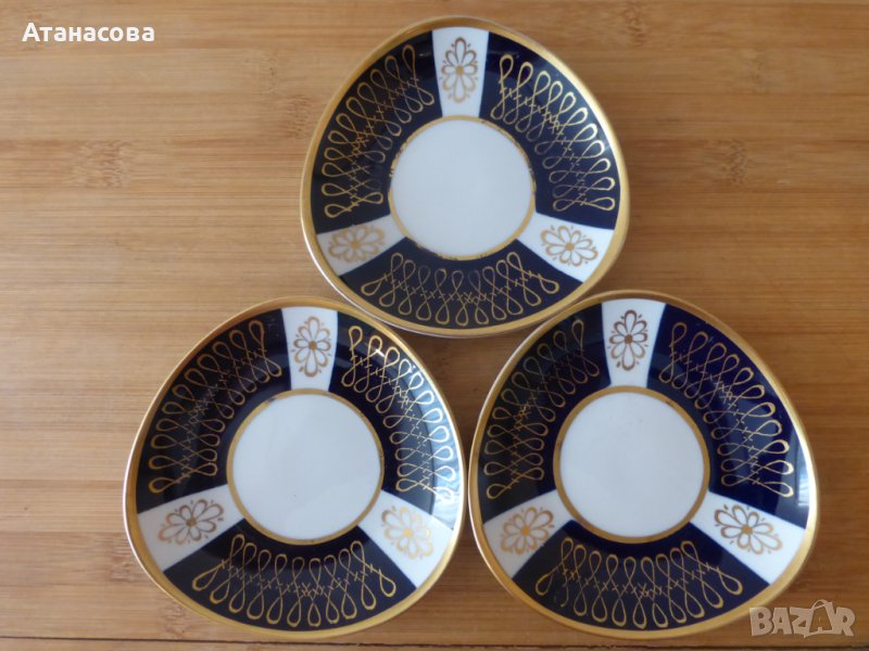 Немски порцеланови чинийки за масло кобалт 3 бр 1960 г чинии чиния, снимка 1