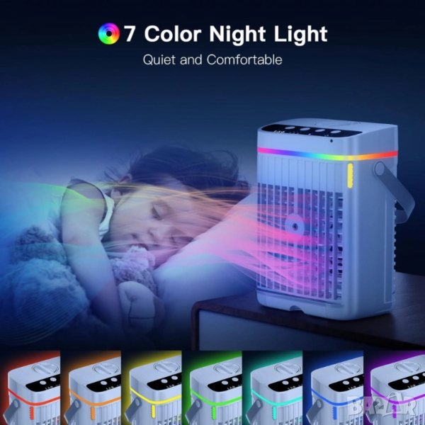 2 бр. Интелигентен мини климатик 4 в 1 – мобилно охлаждане без компромис: без маркучи, без монтаж, с, снимка 1