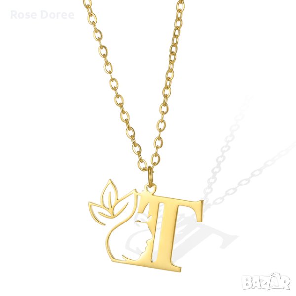 RD 387 Буква Т колие в златисто инициали медицинска стомана безплатна доставка подарък, снимка 1