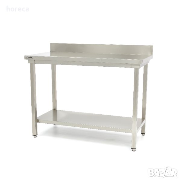 Работна маса от неръждаема стомана 1400 х 600 мм със заден борд, снимка 1