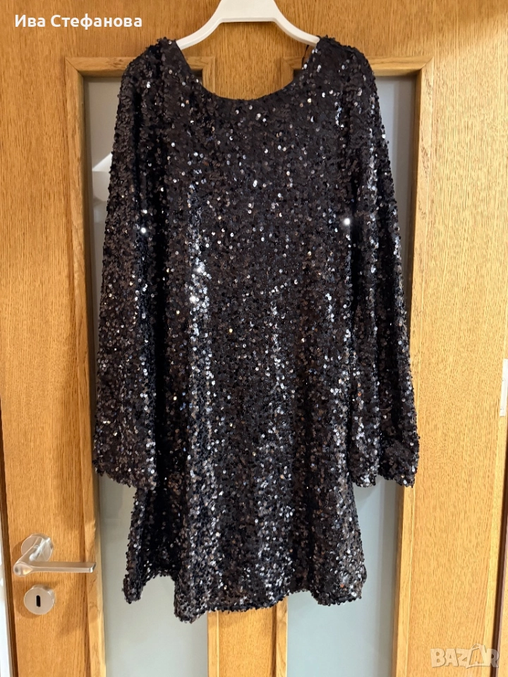 Нова блестяща празнична парти официална коктейлна рокля пайети с подплата, снимка 1