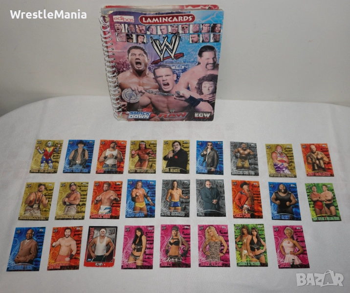 WWE Албум с WWE 26 Кеч Карти Topps Shad/Victoria/Ashley/Torrie Wilson/Daivari/Tazz/Mark Henry/, снимка 1