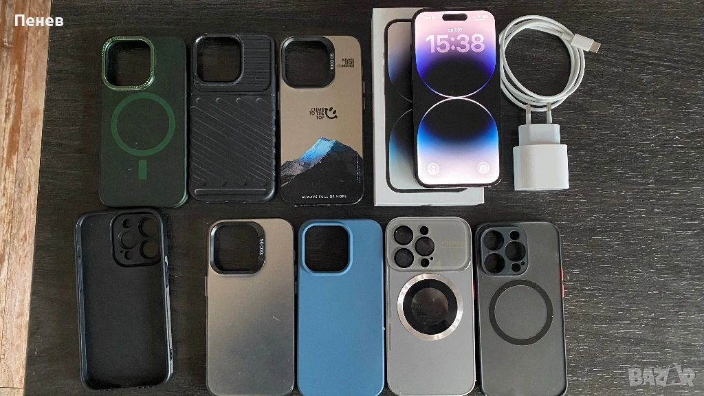 Iphone 14 PRO Space Black 128GB + кейсове и зарядно, снимка 1