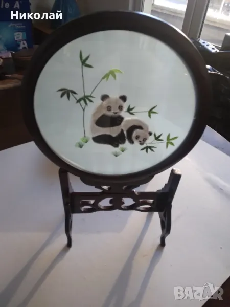 Ретро бродерия на панда., снимка 1