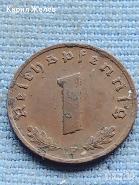 Монета 1 райхсфенинг 1937г. Германска империя с свастика 34841, снимка 1