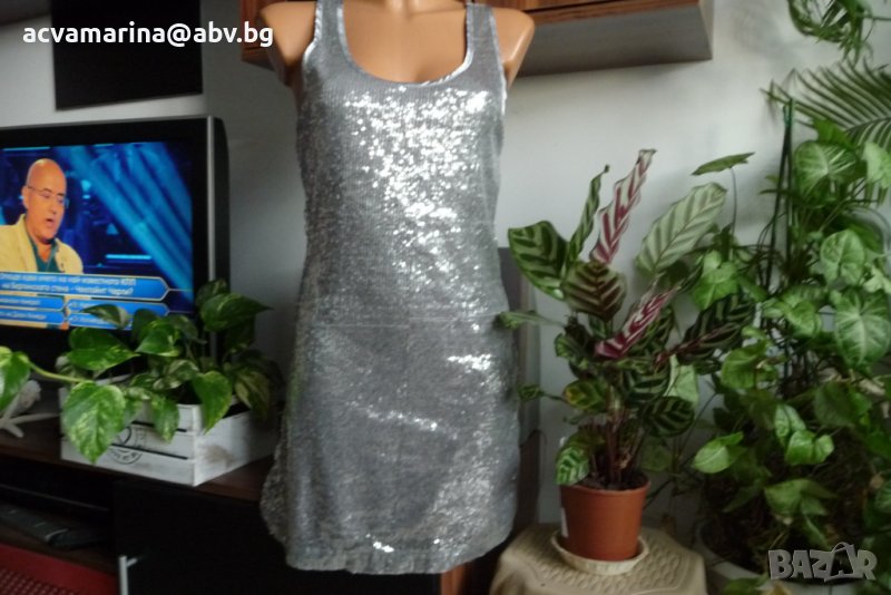 сребриста мини рокля , снимка 1