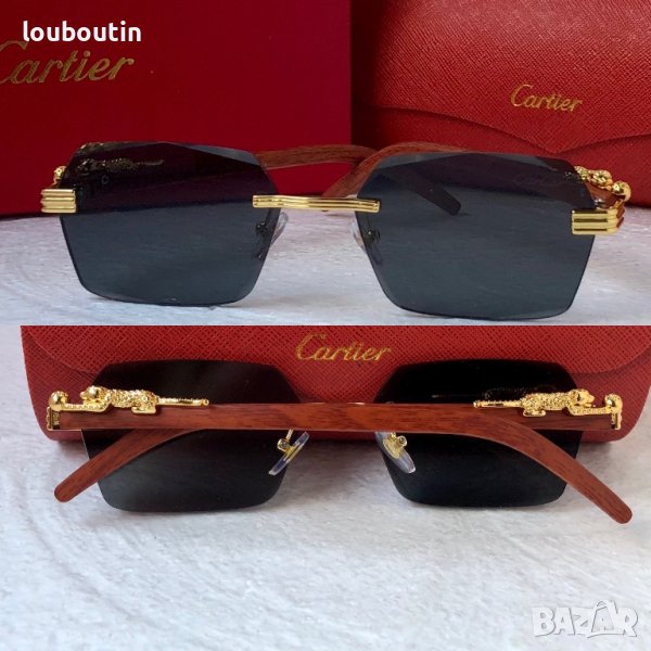 Cartier висок клас слънчеви очила Мъжки Дамски слънчеви с дървени дръжки, снимка 1