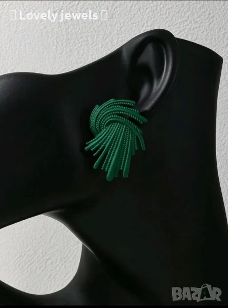 Интересни обици в черен и зелен цвят , снимка 1