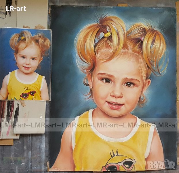 Портрети с пастели , ръчно рисувам от снимка, снимка 1