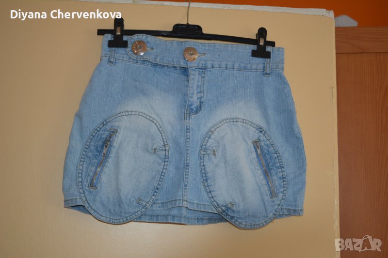 Светло синя лятна къса дънкова пола, снимка 1