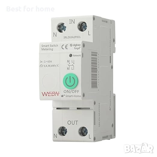 Интелигентен прекъсвач Zigbee с измерване на консумацията на енергия, с гласово управление, снимка 1