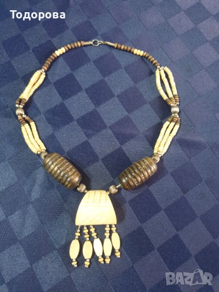 Колие от слонова кост и екзотична дървесина, снимка 1