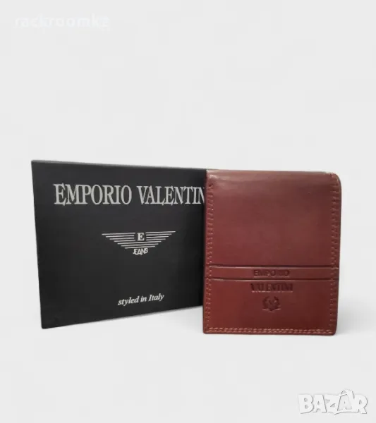 Мъжки марков портфейл от естествена кожа Valentini кафяв, снимка 1