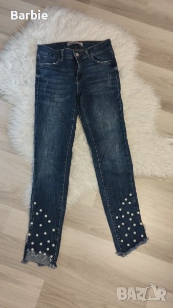 Дамски дънки Zara с перли, снимка 1
