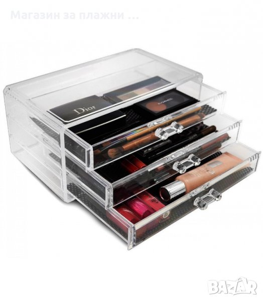 ПРОЗРАЧЕН ОРГАНАЙЗЕР ЗА КОЗМЕТИКА С ЧЕКМЕДЖЕНЦА - код 1759, снимка 1
