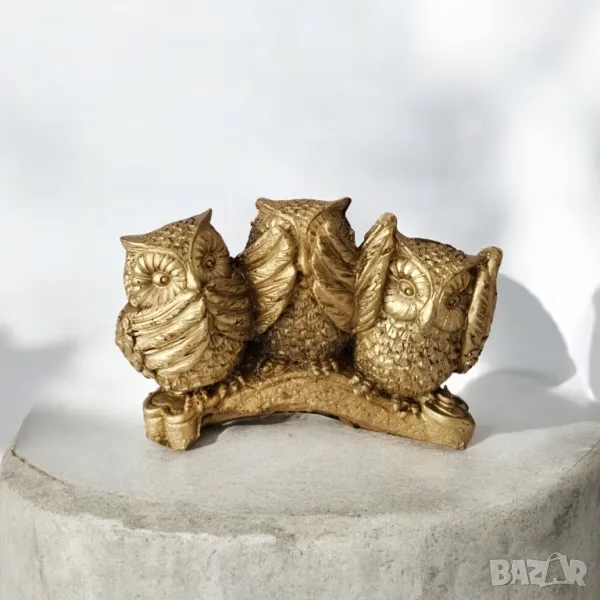 5434 Статуетка Три Сови – Не знам, не чух, не видях сувенир, 6x10cm, снимка 1