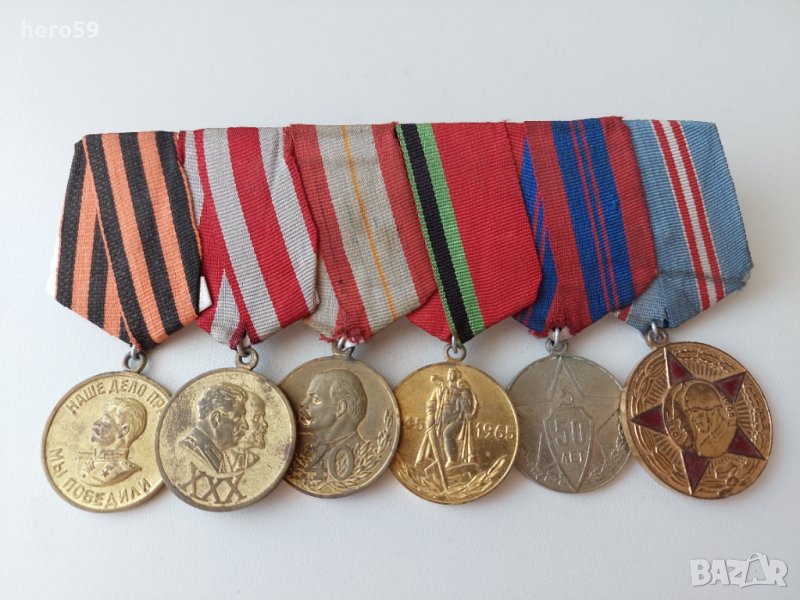 СССР колкодка от шест военни медала/орден знак медал значка/, снимка 1