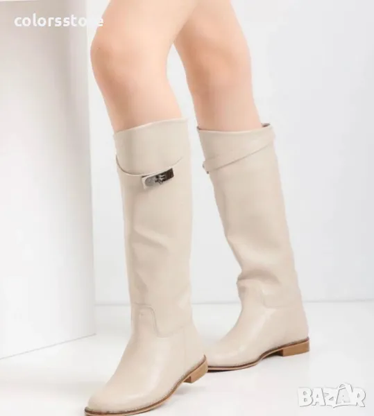 Равни ботуши - бежова кожа - НS22, снимка 1