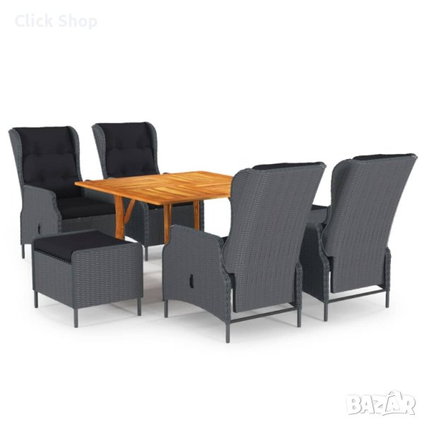 Градински трапезен комплект, 7 части, тъмносив, снимка 1