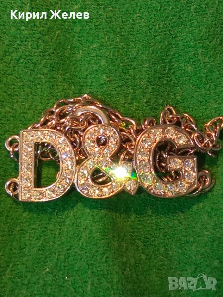 D&G ЕФЕКТНО ФЕШЪН АРТ КОЛИЕ - БЛАГОРОДНА СТОМАНА с БЯЛА ПОЗЛАТА и БЛЕСТЯЩИ ФАСЕТИРАНИ КРИСТАЛИ 70891, снимка 1