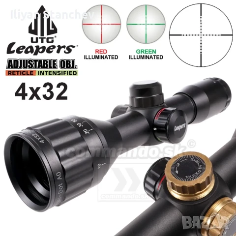 Оптика UTG Leapers Bug Buster 4x32, подсилена серия, снимка 1