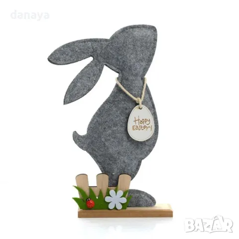 5795 Великденска декорация Филцово зайче на стойка, 24 см, снимка 4 - Декорация за дома - 49400115