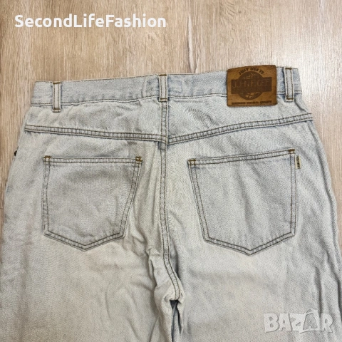 Винтидж мъжки дънки JOHN F GEE W32 L26, бяло-сини, ретро с цип, снимка 7 - Дънки - 53253225