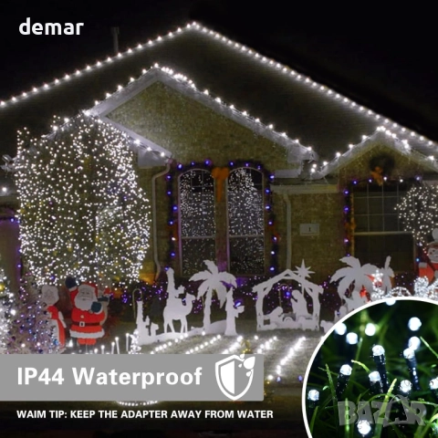 Коледни лампички за елха, 20+5M 200 LED, коледна музика, сензор за движение, бели, снимка 5 - Декорация за дома - 52455208