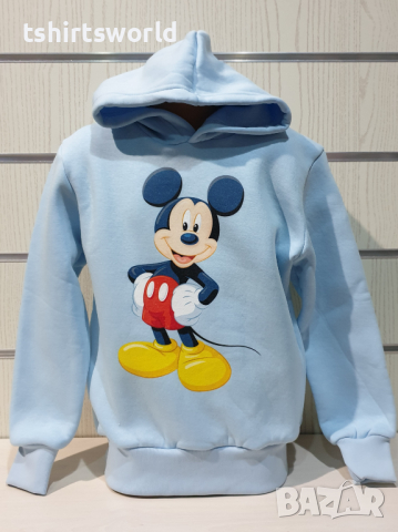Нов детски суичър с дигитален печат Мики Маус в светлосин цвят