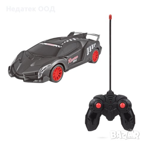 RC състезателен автомобил с дистанционно и светлини, 1:16 / 27MHz,Черен
