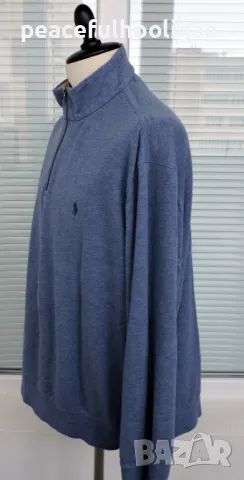 Polo Ralph Lauren Men`s Blue Melange Long Sleeve 1/4 Zip Sweatshirt Size XL/XXL, снимка 8 - Блузи - 49034290