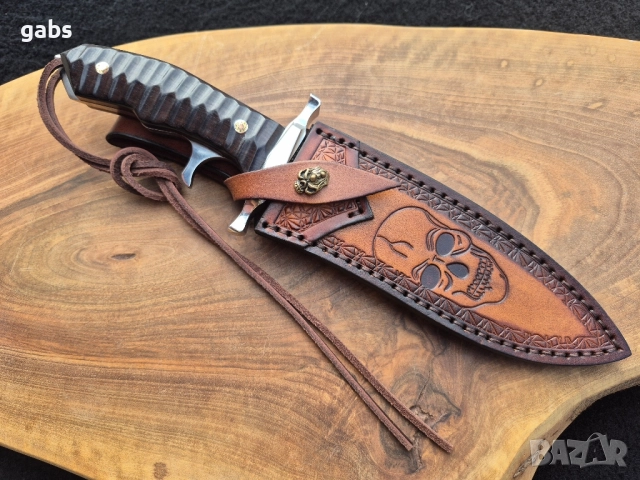 Масивен ловен нож BOWIE DAMASKUS с кания от телешки бланк,LN428, снимка 3 - Ножове - 52008269