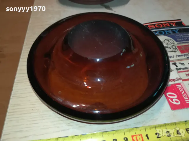 ПЕПЕЛНИК-КАФЯВО СТЪКЛО 1405251634, снимка 12 - Антикварни и старинни предмети - 50288175