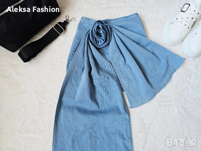 Дамска къса дънкова пола с 3D роза, снимка 12 - Поли - 50524464