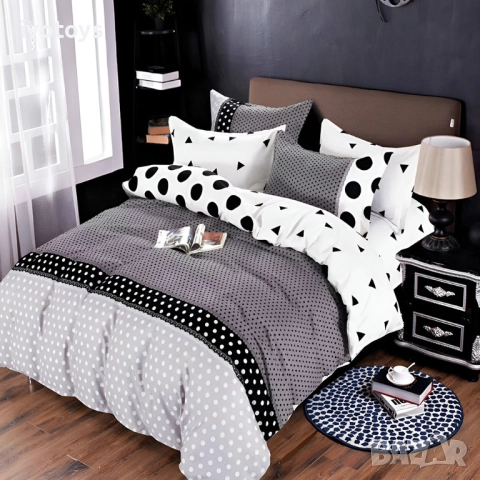 Двулицево спално бельо с ластик, 6 части - Модел WS17507, снимка 1