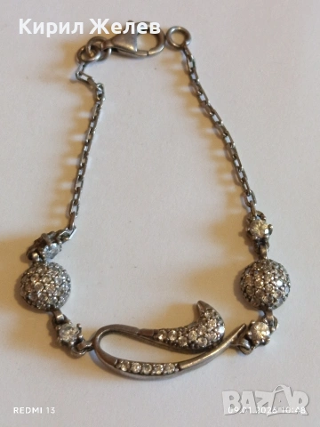 Сребърна гривна инкрустирана с кристали елегантна финна ювелирна изработка 52746, снимка 9 - Гривни - 53040933