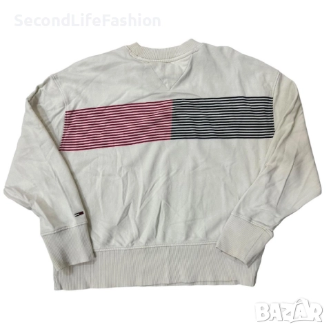 Дамски пуловер Tommy Hilfiger Jeans vintage бял, размер XS, винтидж, снимка 2 - Блузи с дълъг ръкав и пуловери - 52505584