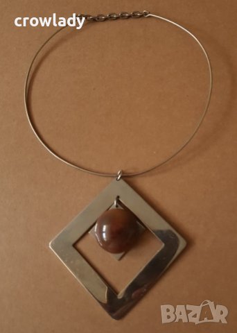 Уникално дизайнерско колие с Яспис и хипоалергенна стомана, снимка 1