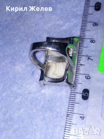 ЕФЕКТЕН СРЕБРИСТ МЕСИНГОВ ВИНТИДЖ МОДЕЛ ПРЪСТЕН с ШЛИФОВАН МИНЕРАЛ 36606, снимка 11 - Пръстени - 39754379