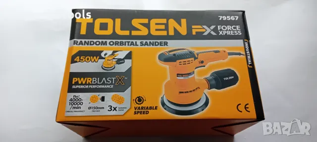 Орбитален ексцентър шлайф Tolsen ф150, 450W, снимка 2 - Други инструменти - 47412523