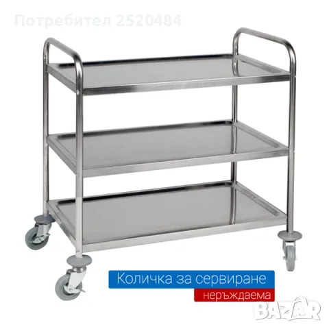 Платформена количка 90х55см от неръждаема стомана със здрава дръжка! ТОП Цена 389лв/198,89€ с ДДС, снимка 12 - Друго търговско оборудване - 48495881