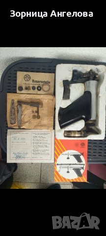 Немски уред Горелка с поялник от 1976. Работещ на бензин. С налична документация и резервни части , снимка 2 - Антикварни и старинни предмети - 53627663