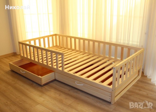 Детско легло Монтесори с решетки прегради МАСИВ, снимка 5 - Мебели за детската стая - 35965593