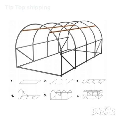 Градинска четирисегментна оранжерия - професионална защита за вашите култури - 4 х 2,5 х 2м, снимка 9 - Други стоки за дома - 53615716