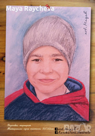 Портрет, ръчно рисуван с ПАСТЕЛИ, снимка 14 - Картини - 18568179