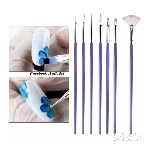  Комплект 7 броя четки за маникюр с точкатор 