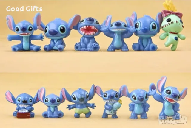 Голям Комплект Фигурки Лило и Стич, 12 броя Фигурки Stitch за торта, снимка 4 - Фигурки - 48978228