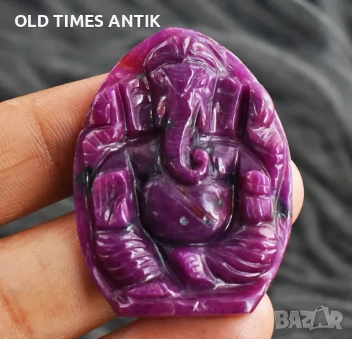 Рубин / Резбован бог Ганеша/Рубин 64 ct. 100% НАТУРАЛЕН , снимка 3 - Антикварни и старинни предмети - 47376764