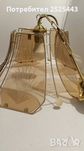 Абажур (Полилей) метален с 5 стъкла и Нова LED крушка Е27 9W 4000K, снимка 9 - Лампи за таван - 41705361